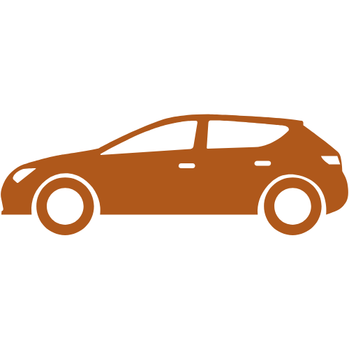 Symbol eines KFZ in Orange von rechts nach links